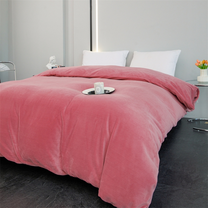 91家纺网 家纺一手货源 找家纺 新款230克牛奶绒纯色单被套定制定做尺寸 豆沙