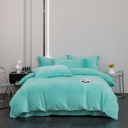 91家纺网 家纺一手货源 找家纺 （总）新款230克牛奶绒纯色四件套定做定制尺寸
