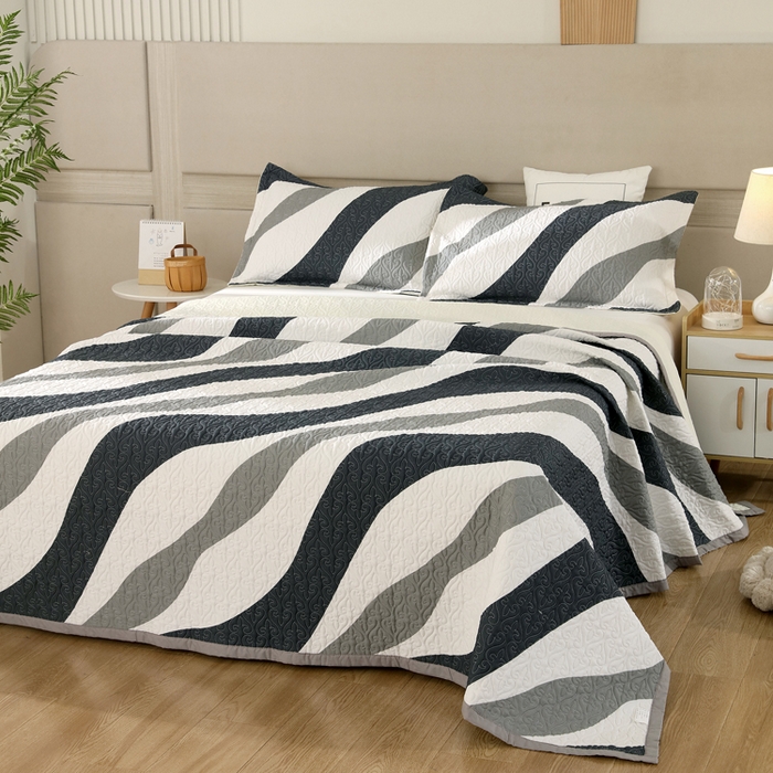 91家纺网 家纺一手货源 找家纺 40支全棉夹棉绗缝13372简约款印花多功能床盖夏被凉席 极简主义