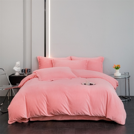 91家纺网 家纺一手货源 找家纺 （总）新款230克牛奶绒纯色四件套定做定制尺寸