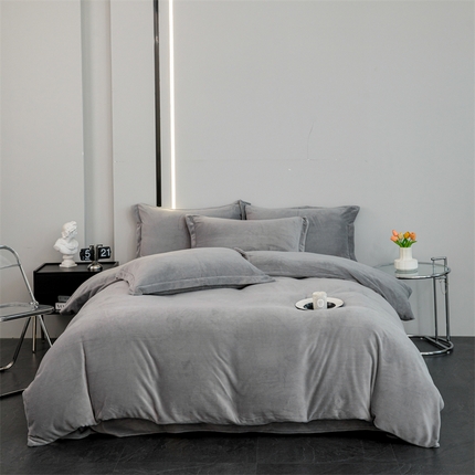 91家纺网 家纺一手货源 找家纺 （总）新款230克牛奶绒纯色四件套定做定制尺寸