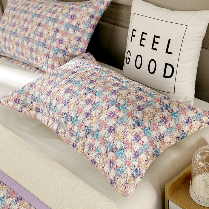 91家纺网 家纺一手货源 找家纺 40支全棉夹棉绗缝13372简约款印花多功能床盖夏被凉席 小香格