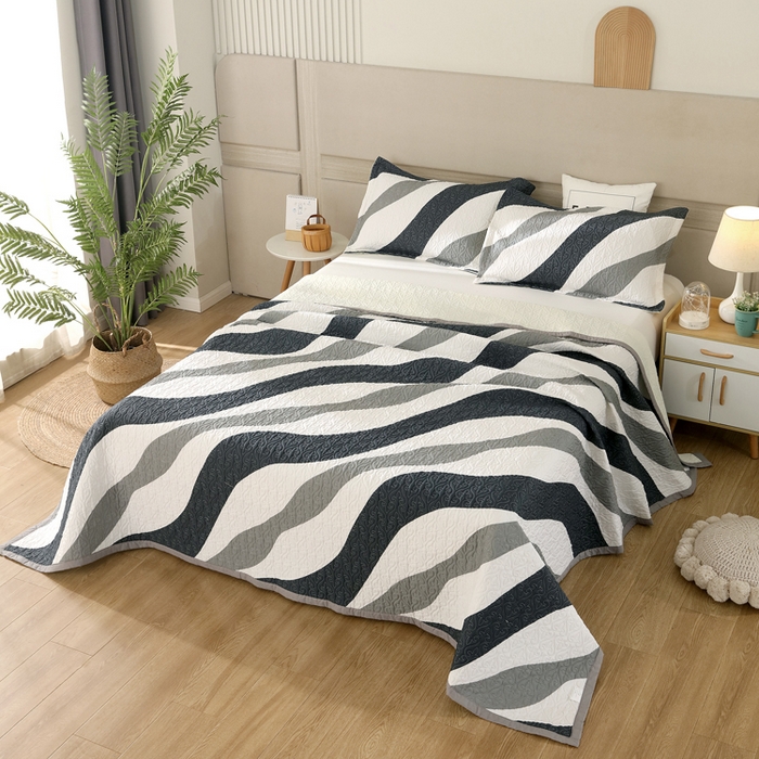 91家纺网 家纺一手货源 找家纺 40支全棉夹棉绗缝13372简约款印花多功能床盖夏被凉席 极简主义