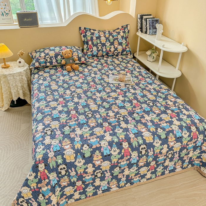 91家纺网 家纺一手货源 找家纺 40支全棉夹棉绗缝13372简约款印花多功能床盖夏被凉席 彼得一家