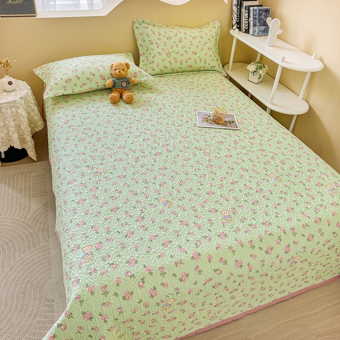 91家纺网 家纺一手货源 找家纺 40支全棉夹棉绗缝13372简约款印花多功能床盖夏被凉席 遇见美好