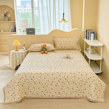 40支全棉夹棉绗缝13372简约款印花多功能床盖夏被凉席 呆萌小熊