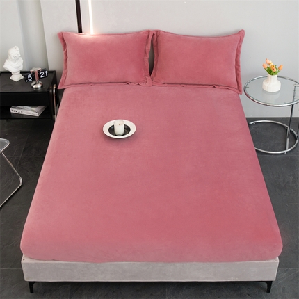 91家纺网 家纺一手货源 找家纺 新款230克牛奶绒纯色床笠定做定制尺寸  豆沙