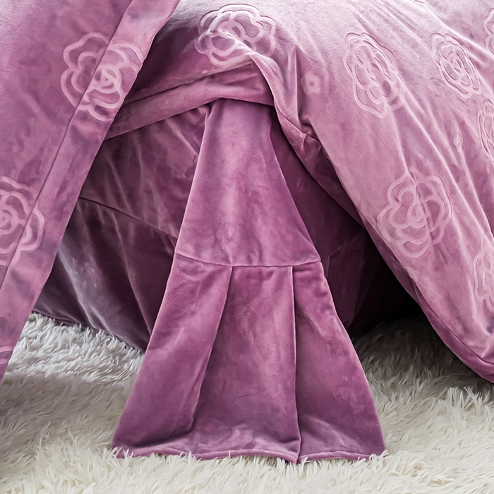 91家纺网 家纺一手货源 找家纺 新款全消光210克婴儿绒宝宝绒压花单被套定做定制尺寸 宝宝绒-紫山茶花