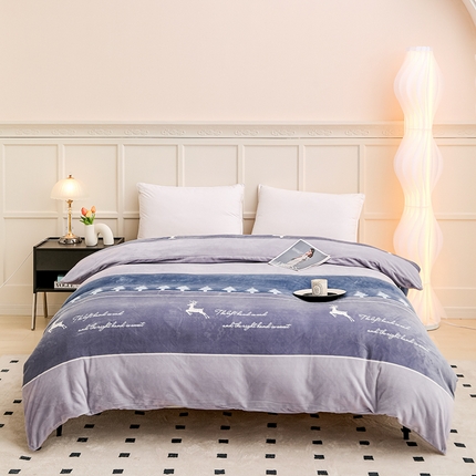 新款230克高克重印花牛奶绒单被套定制定做尺寸 麋鹿