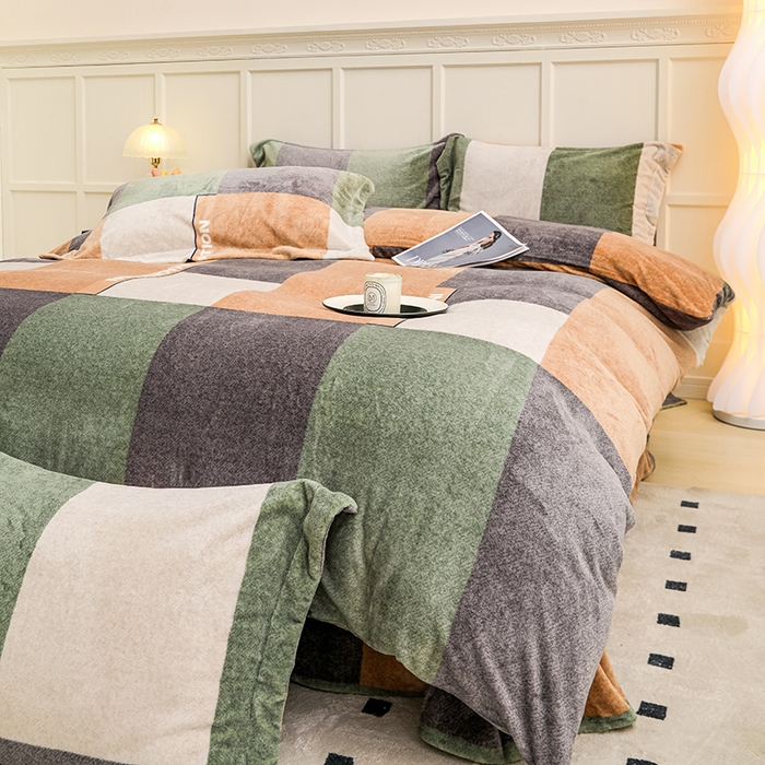 91家纺网 家纺一手货源 找家纺 新款230克高克重印花牛奶绒四件套定做定制尺寸 格调