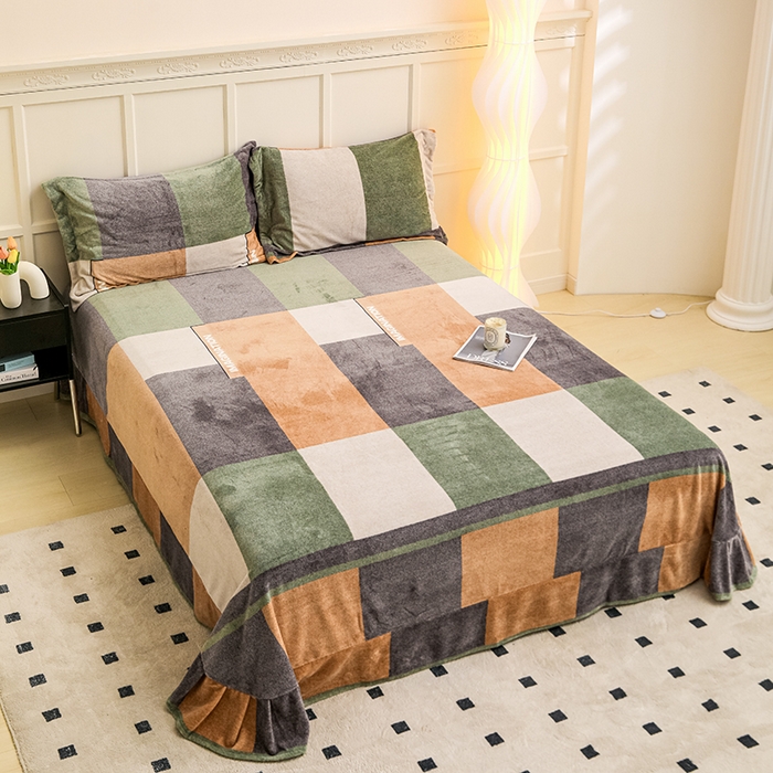 91家纺网 家纺一手货源 找家纺 新款230克印花牛奶绒床单定制定做尺寸  格调