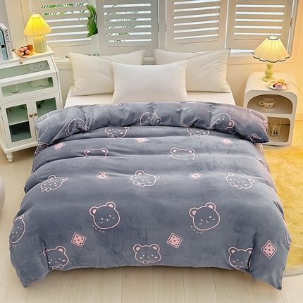 新款230克高克重印花牛奶绒单被套定制定做尺寸 可爱熊