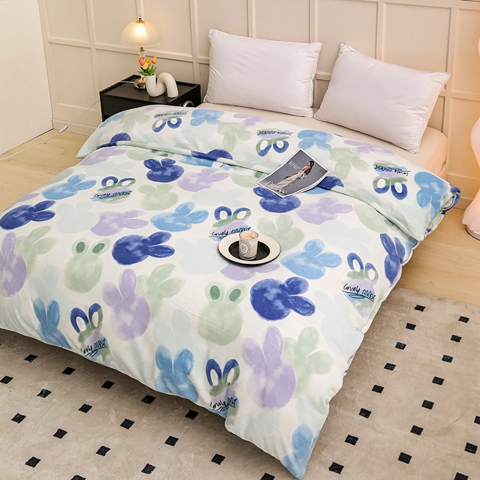 91家纺网 家纺一手货源 找家纺 新款230克高克重印花牛奶绒单被套定制定做尺寸 缤纷世界