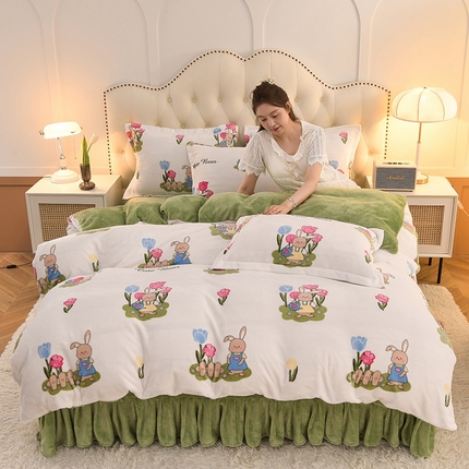 91家纺网 家纺一手货源 找家纺 （总）牵梦萦家纺 2025新款牛奶绒印花四件套系列