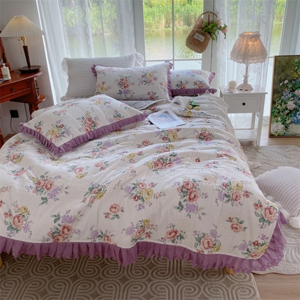 91家纺网 家纺一手货源 找家纺 （总）菊上家纺 2023秋冬新品法式花边全棉单床盖