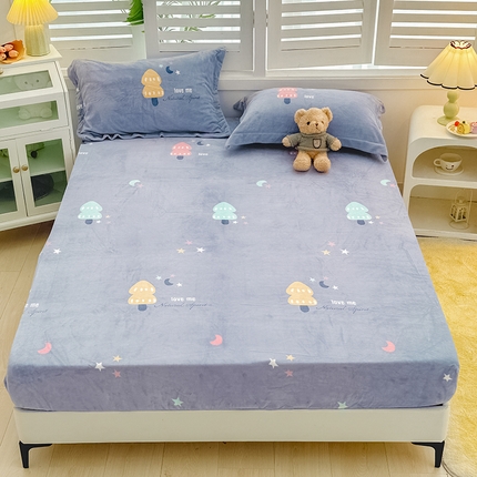 91家纺网 家纺一手货源 找家纺 （总）新款230克高克重印花牛奶绒床笠定做定制尺寸