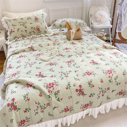 菊上家纺 2023秋冬新品法式花边全棉单床盖 伊甸园