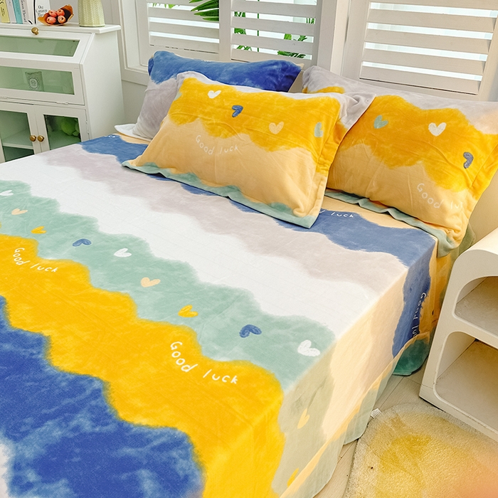 91家纺网 家纺一手货源 找家纺 新款230克印花牛奶绒床单定制定做尺寸  畅想