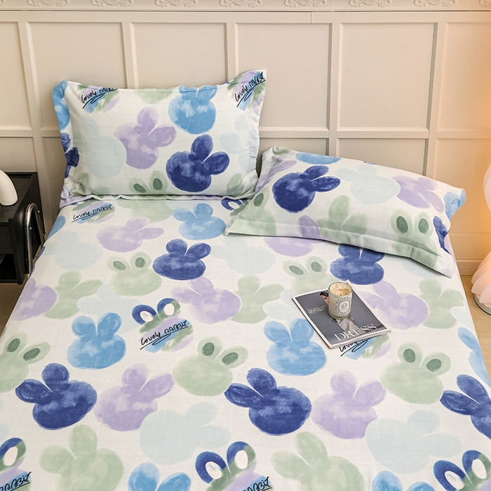 91家纺网 家纺一手货源 找家纺 新款230克印花牛奶绒床单定制定做尺寸  缤纷世界