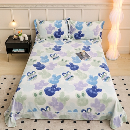 91家纺网 家纺一手货源 找家纺 新款230克印花牛奶绒床单定制定做尺寸  缤纷世界