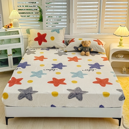 91家纺网 家纺一手货源 找家纺 （总）新款230克高克重印花牛奶绒床笠定做定制尺寸