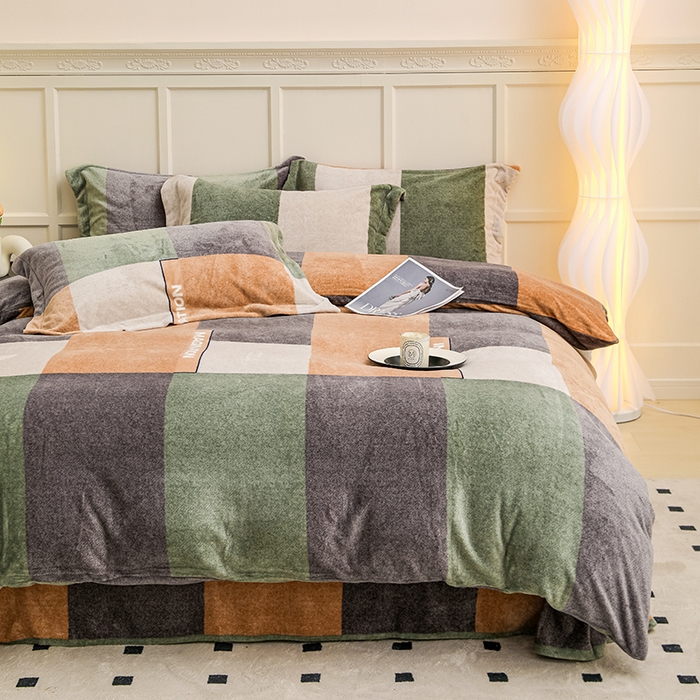 91家纺网 家纺一手货源 找家纺 新款230克高克重印花牛奶绒四件套定做定制尺寸 格调