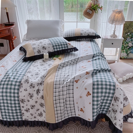 菊上家纺 2023秋冬新品法式花边全棉单床盖 布拉格