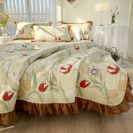 91家纺网 家纺一手货源 找家纺 （总）菊上家纺 2023秋冬新品法式花边全棉单床盖