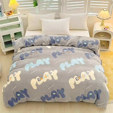 新款230克高克重印花牛奶绒单被套定制定做尺寸 烟云
