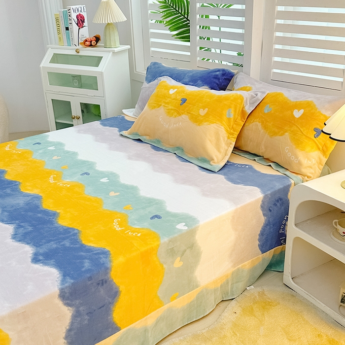 91家纺网 家纺一手货源 找家纺 新款230克印花牛奶绒床单定制定做尺寸  畅想