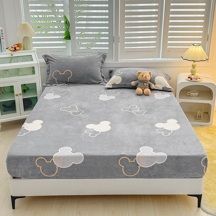 91家纺网 家纺一手货源 找家纺 （总）新款230克高克重印花牛奶绒床笠定做定制尺寸