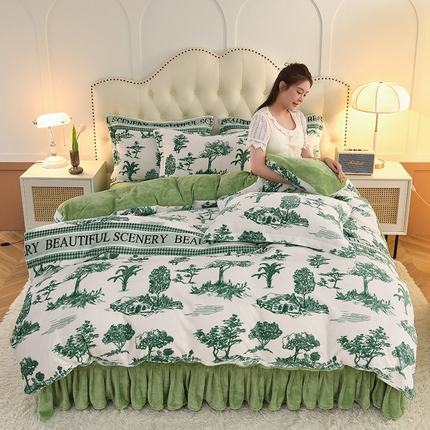 91家纺网 家纺一手货源 找家纺 （总）牵梦萦家纺 2025新款牛奶绒印花四件套系列