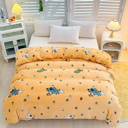 新款230克高克重印花牛奶绒单被套定制定做尺寸 皮皮狗