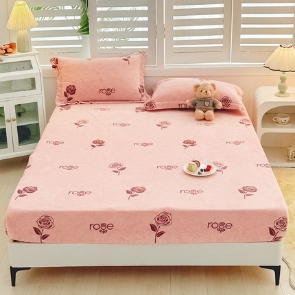 91家纺网 家纺一手货源 找家纺 （总）新款230克高克重印花牛奶绒床笠定做定制尺寸