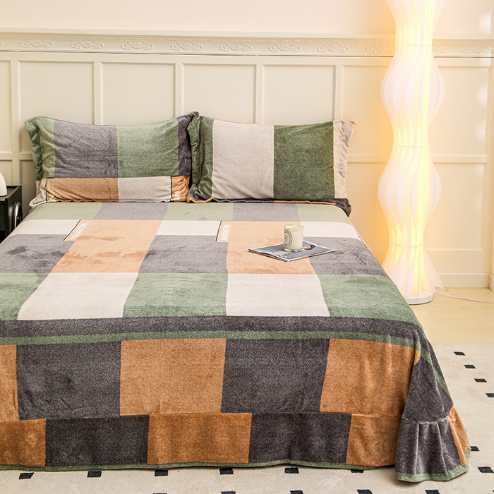 91家纺网 家纺一手货源 找家纺 新款230克印花牛奶绒床单定制定做尺寸  格调