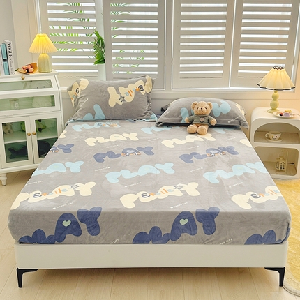 91家纺网 家纺一手货源 找家纺 （总）新款230克高克重印花牛奶绒床笠定做定制尺寸