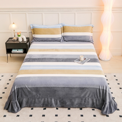 91家纺网 家纺一手货源 找家纺 新款230克印花牛奶绒床单定制定做尺寸  绅士