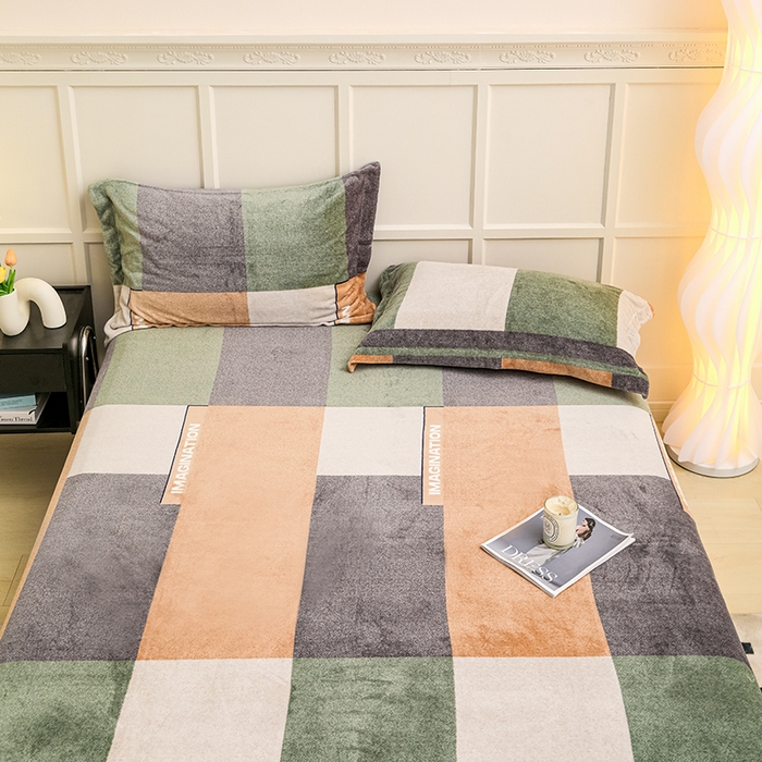 91家纺网 家纺一手货源 找家纺 新款230克印花牛奶绒床单定制定做尺寸  格调