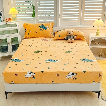 91家纺网 家纺一手货源 找家纺 （总）新款230克高克重印花牛奶绒床笠定做定制尺寸