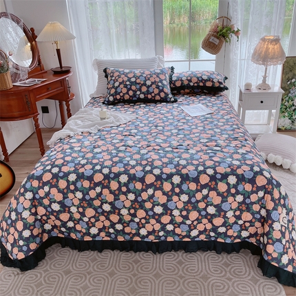 91家纺网 家纺一手货源 找家纺 （总）菊上家纺 2023秋冬新品法式花边全棉单床盖