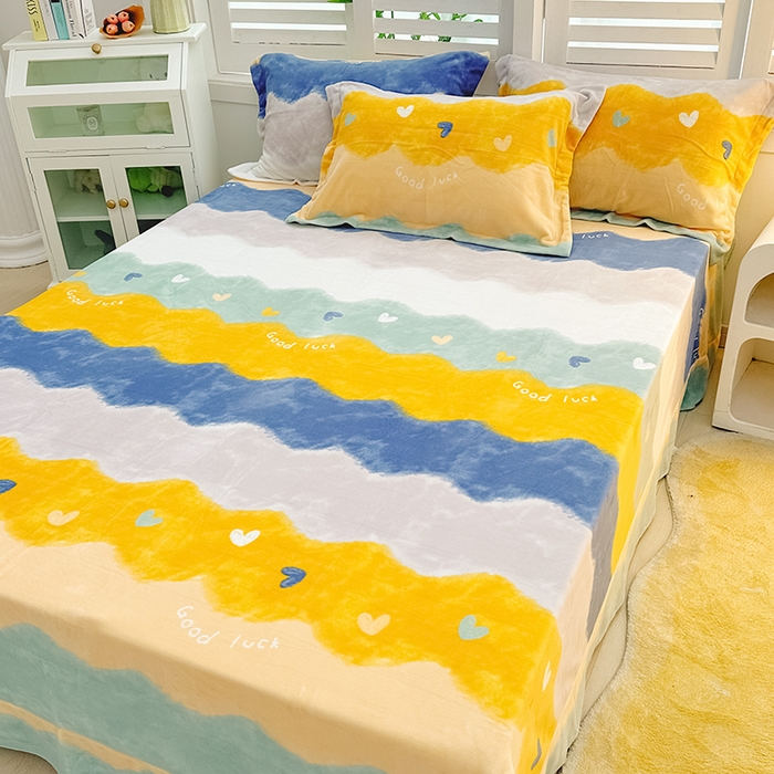 91家纺网 家纺一手货源 找家纺 新款230克印花牛奶绒床单定制定做尺寸  畅想