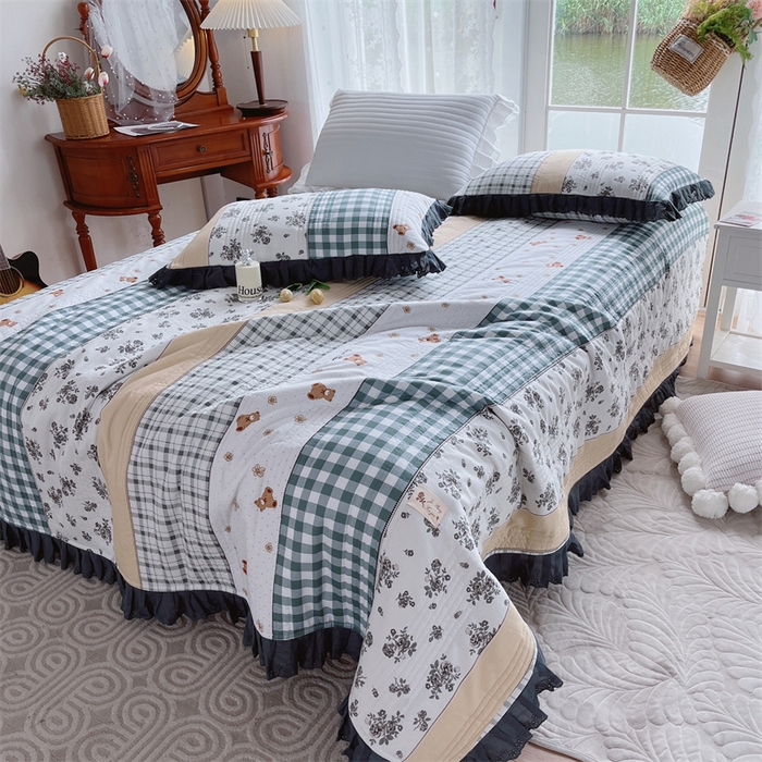 91家纺网 家纺一手货源 找家纺 菊上家纺 2023秋冬新品法式花边全棉单床盖 布拉格