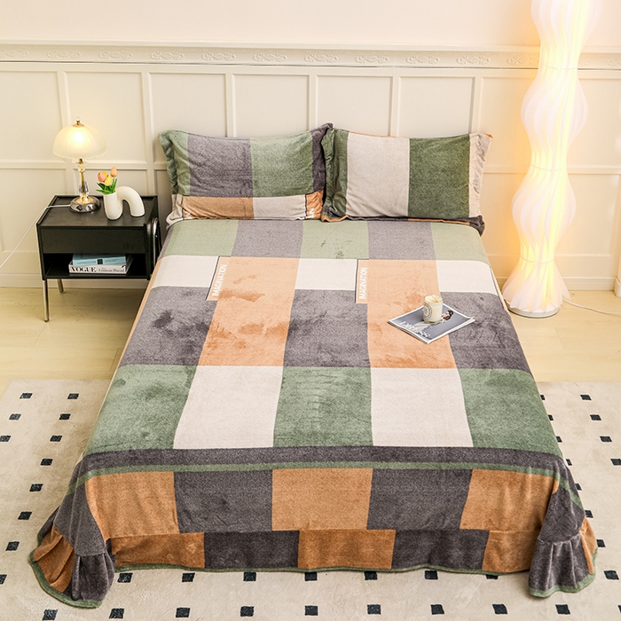 91家纺网 家纺一手货源 找家纺 新款230克印花牛奶绒床单定制定做尺寸  格调