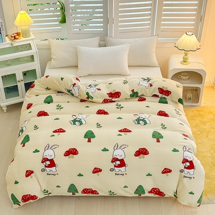 新款230克高克重印花牛奶绒单被套定制定做尺寸 草莓兔