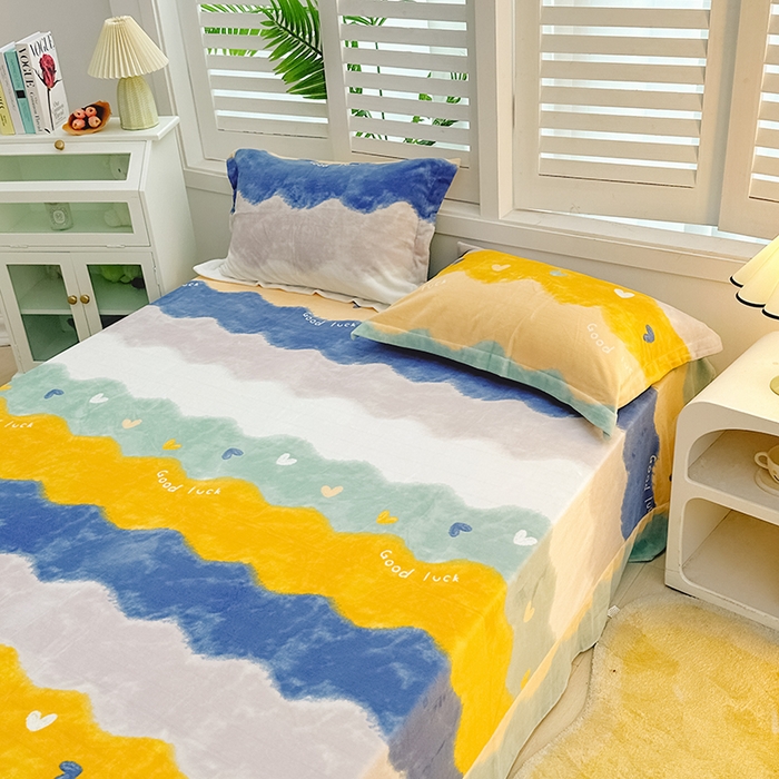 91家纺网 家纺一手货源 找家纺 新款230克印花牛奶绒床单定制定做尺寸  畅想