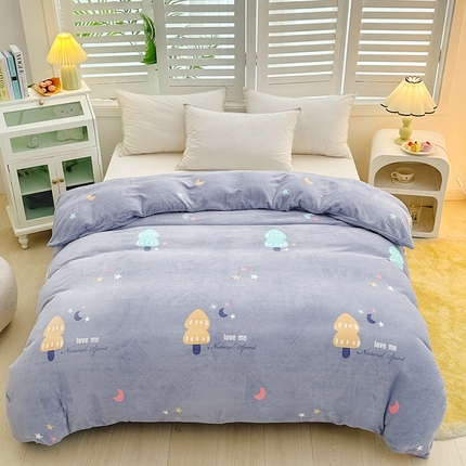 新款230克高克重印花牛奶绒单被套定制定做尺寸 漫画树