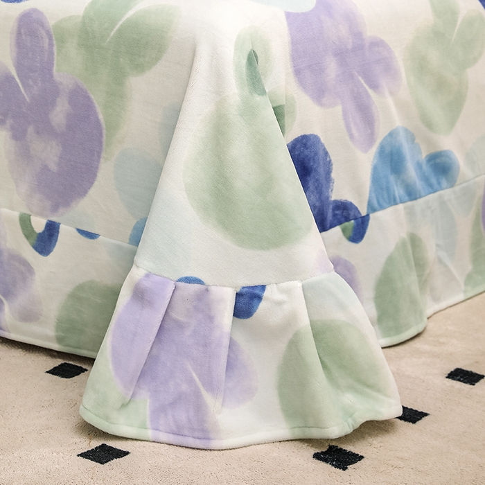 91家纺网 家纺一手货源 找家纺 新款230克高克重印花牛奶绒四件套定做定制尺寸 缤纷世界