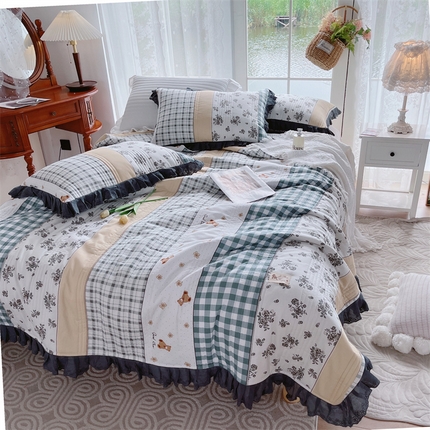 91家纺网 家纺一手货源 找家纺 （总）菊上家纺 2023秋冬新品法式花边全棉单床盖