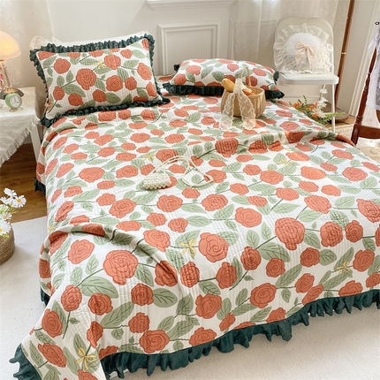 菊上家纺 2023秋冬新品法式花边全棉单床盖 慕时光