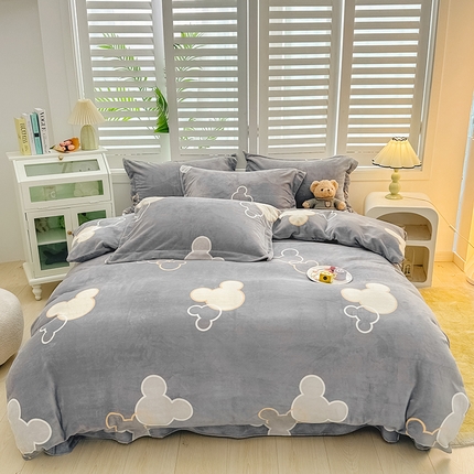 新款230克高克重印花牛奶绒四件套定做定制尺寸 童话世界